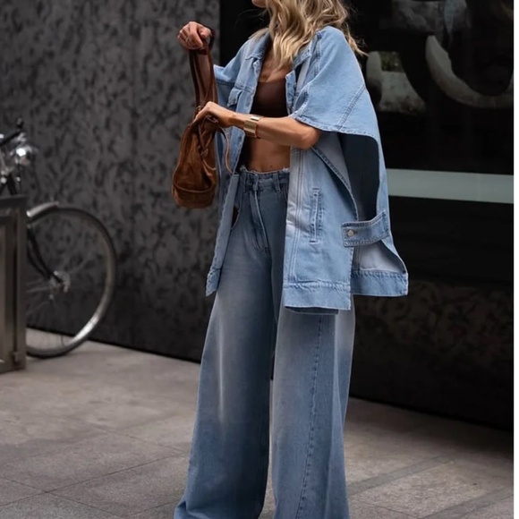 Scacto Jackets & Blazers - Scacto Denim Wide Fit Sleeveless Cardigan Top and matching jeans, size SMALL